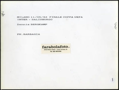 Bergkamp Finale Coppa Uefa 1994 Ft 4490 - Stampa 24x18 cm - Farabola Stampa ai sali d'argento