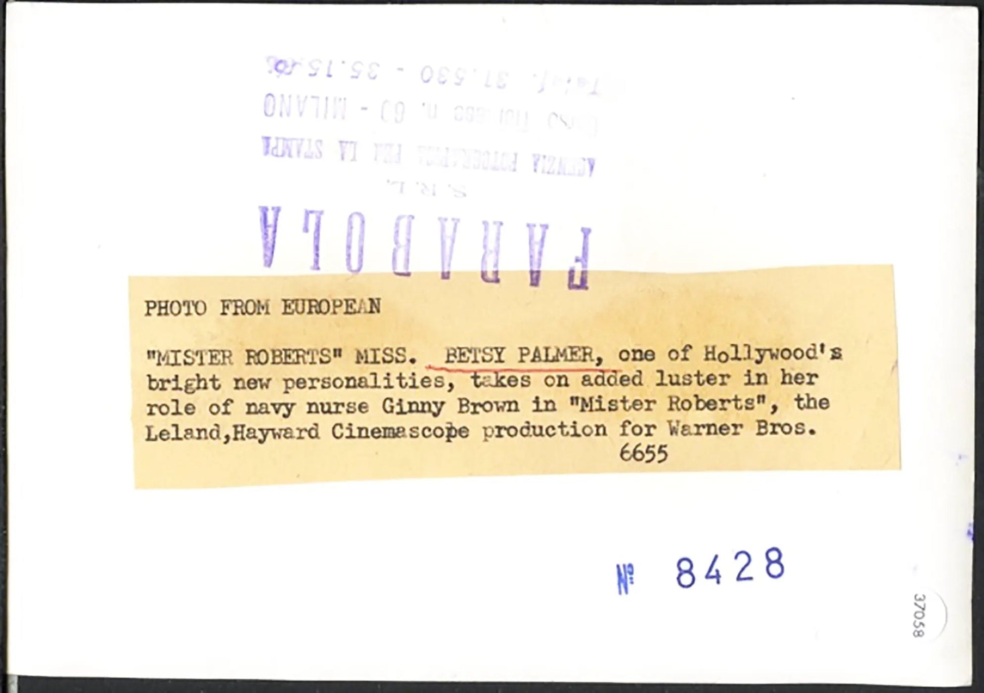 Betsy Palmer 1955 Ft 37058 - Stampa 10x15 cm - Farabola Stampa ai sali d'argento