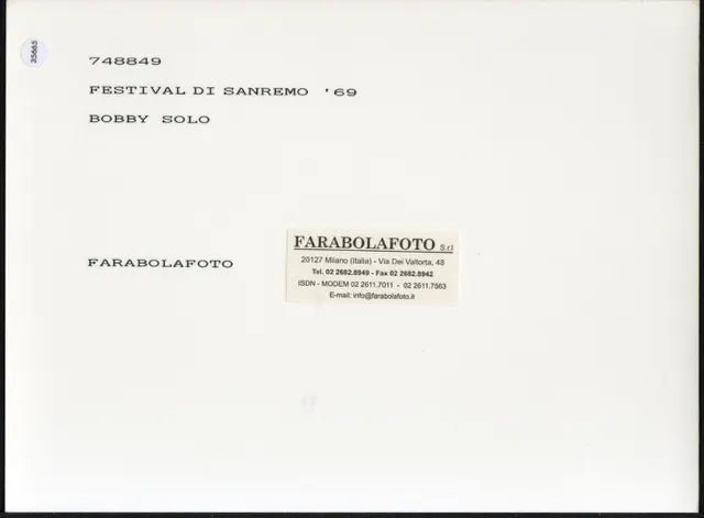 Bobby Solo Sanremo 1969 Ft 35665 - Stampa 24x18 cm - Farabola Stampa ai sali d'argento (anni 90)