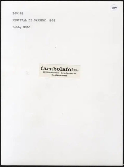 Bobby Solo Sanremo 1969 Ft 35673 - Stampa 24x18 cm - Farabola Stampa ai sali d'argento (anni 90)