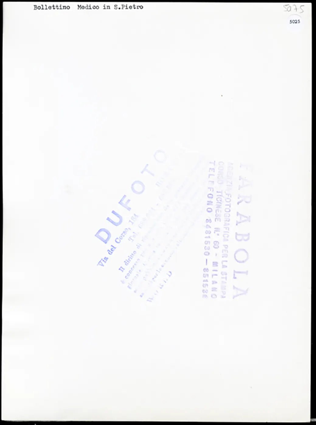 Bollettino medico in San Pietro 1967 Ft 5025 - Stampa 24x18 cm - Farabola Stampa ai sali d'argento