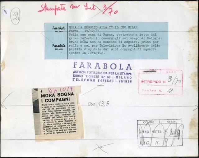 Bruno Mora infortunato 1965 Ft 4344 - Stampa 21x27 cm - Farabola Stampa ai sali d'argento