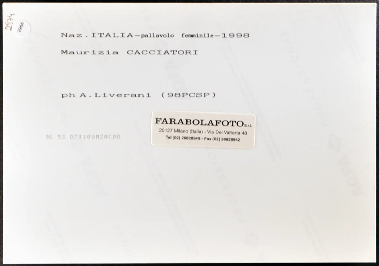 Cacciatori Nazionale Pallavolo 1998 Ft 2966 - Stampa 20x15 cm - Farabola Stampa ai sali d'argento