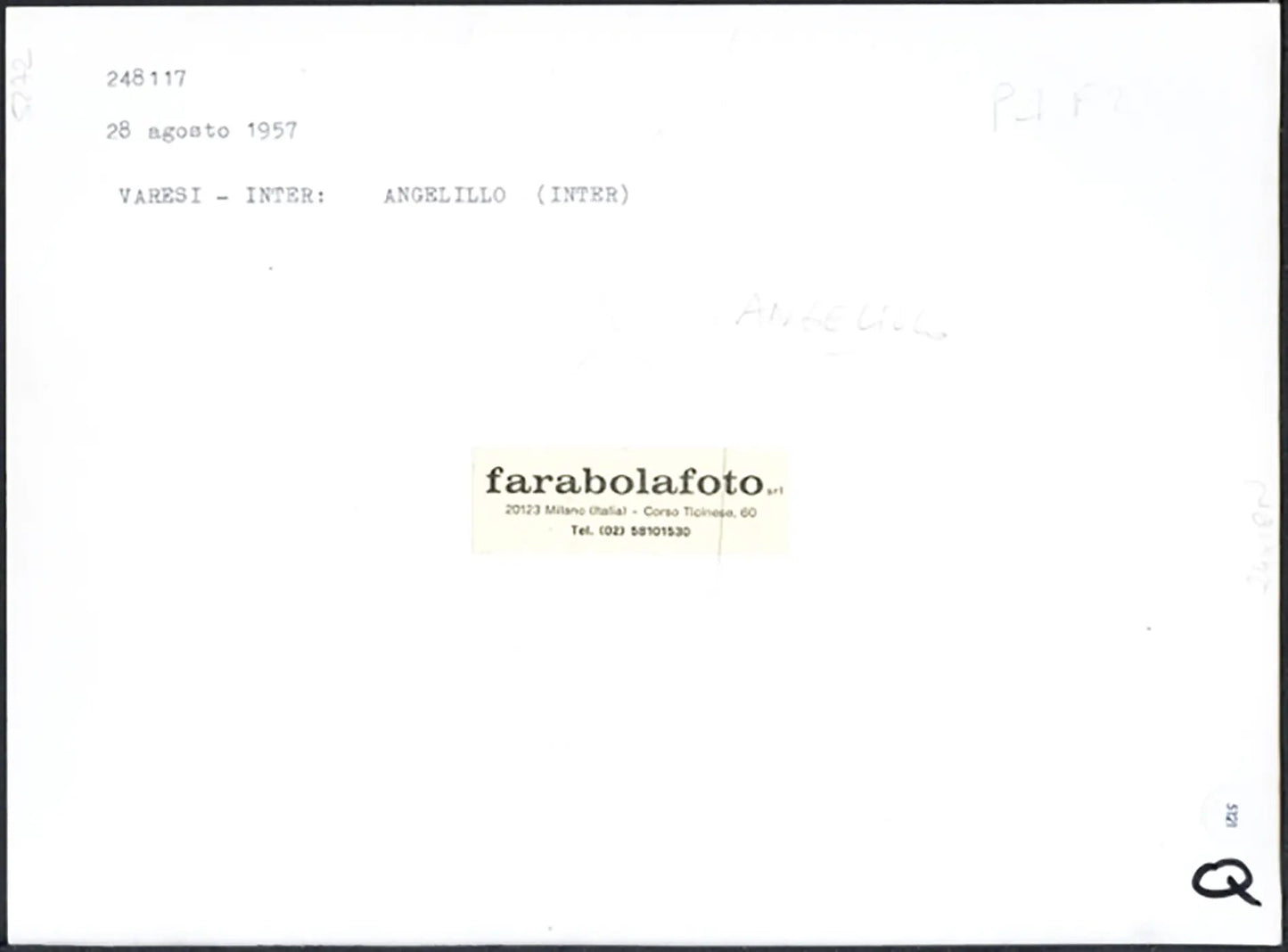 Calcio Angelillo Inter 1957 Ft 5121 - Stampa 24x18 cm - Farabola Stampa ai sali d'argento (anni 90)