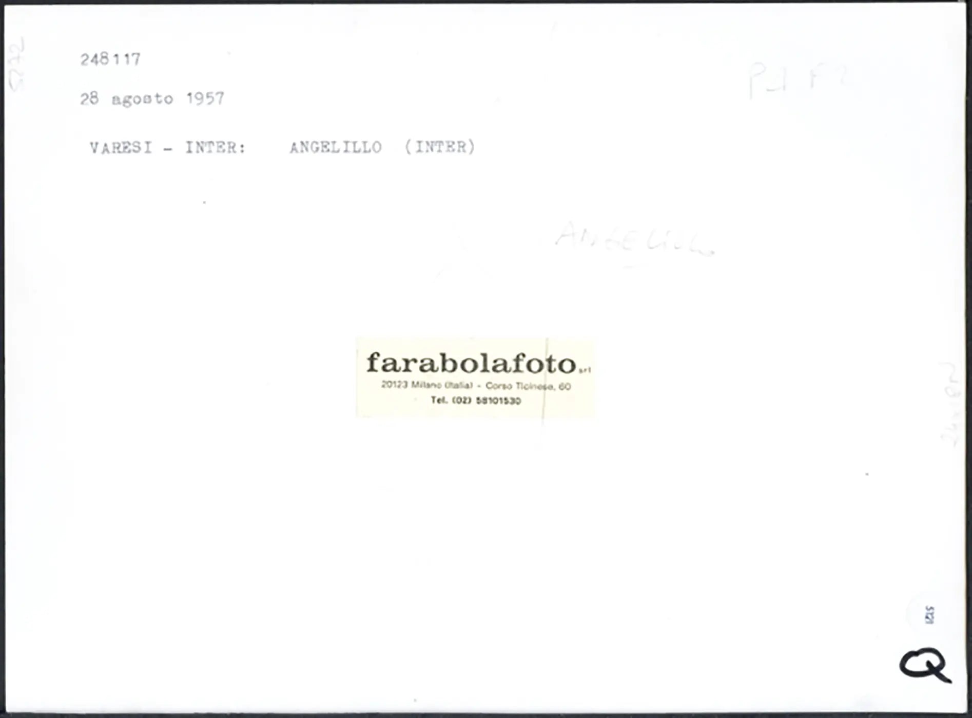 Calcio Angelillo Inter 1957 Ft 5121 - Stampa 24x18 cm - Farabola Stampa ai sali d'argento (anni 90)