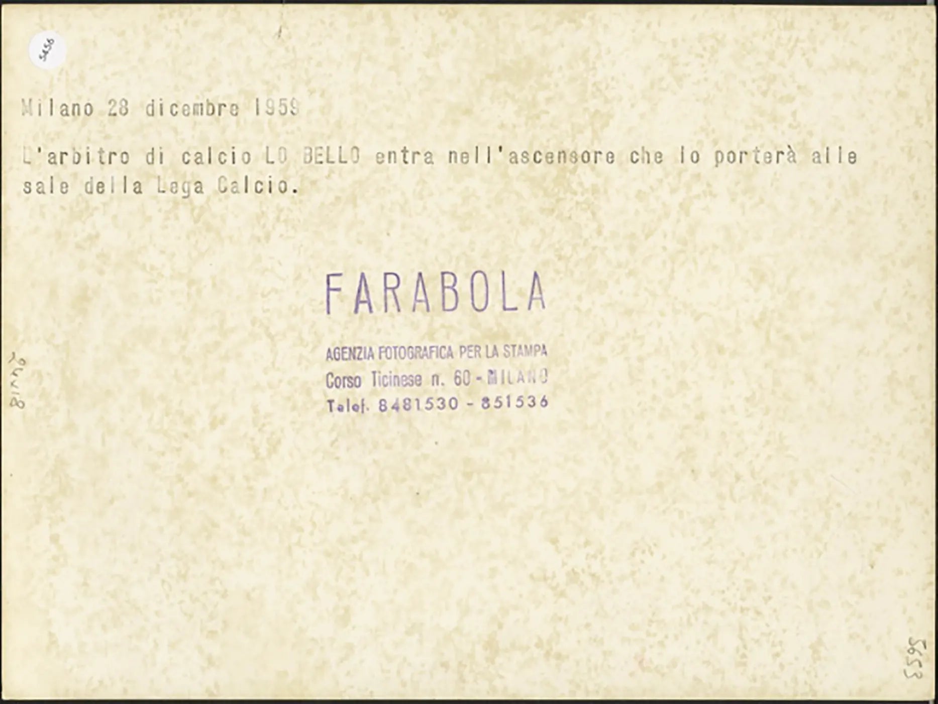Calcio Concetto Lo Bello in Lega 1959 Ft 5456 - Stampa 24x18 cm - Farabola Stampa ai sali d'argento