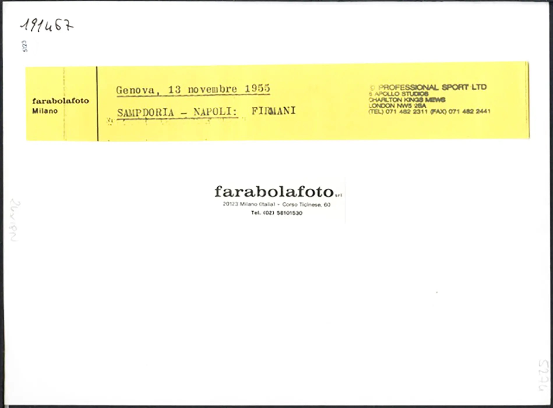 Calcio Firmani Sampdoria 1955 Ft 5123 - Stampa 24x18 cm - Farabola Stampa ai sali d'argento (anni 90)