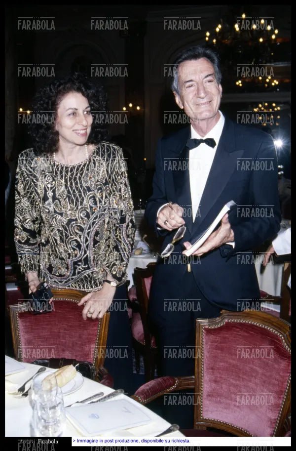 Carlo Lizzani con la moglie Edith Bieber, Festival di Cannes, 1990 - Farabola Immagine digitale