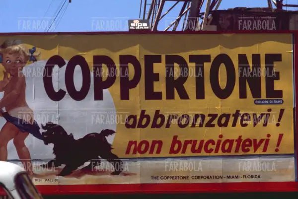 Cartellone pubblicitario Coppertone, anni 80 - Farabola Immagine digitale
