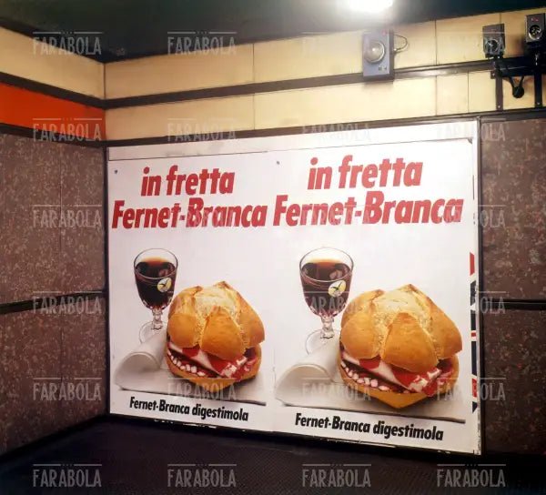 Cartellone pubblicitario Fernet Branca, Milano, anni 70 - Farabola Immagine digitale