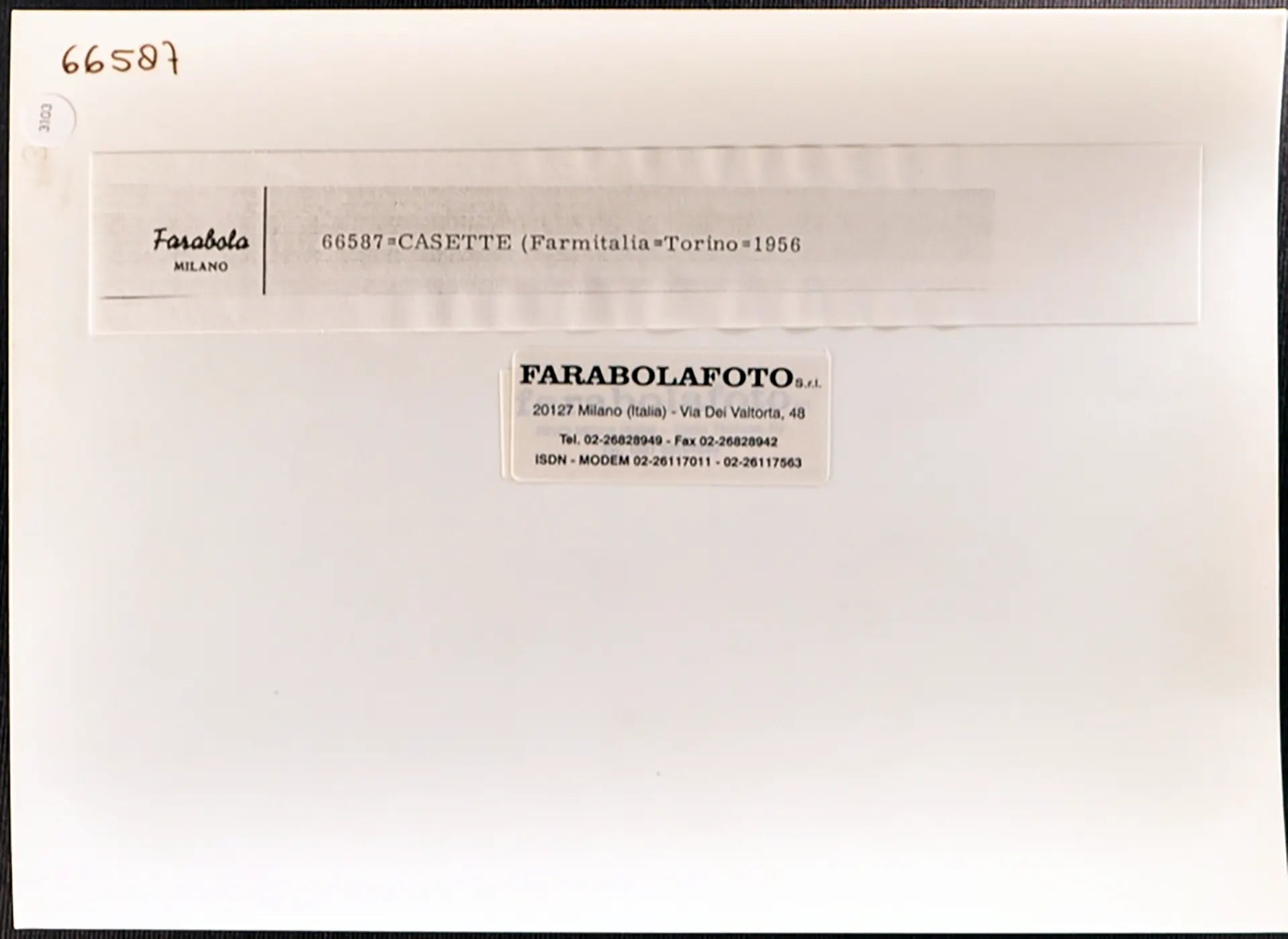 Casette Farmitalia a Torino 1956 Ft 3103 - Stampa 24x18 cm - Farabola Stampa ai sali d'argento (anni 90)