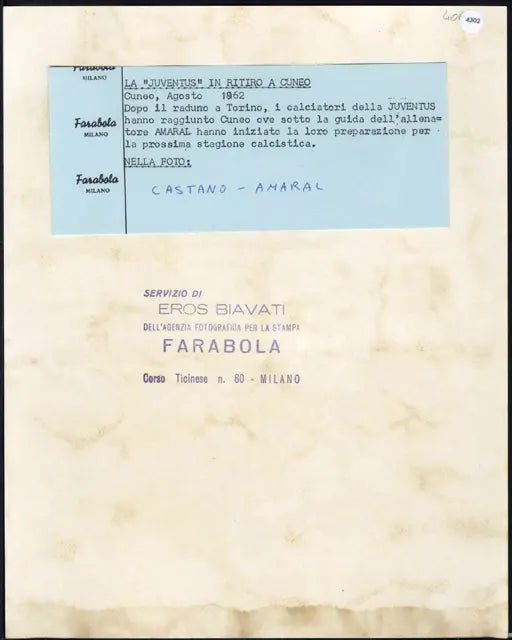 Castano e Amaral Juventus 1962 Ft 4302 - Stampa 21x27 cm - Farabola Stampa ai sali d'argento