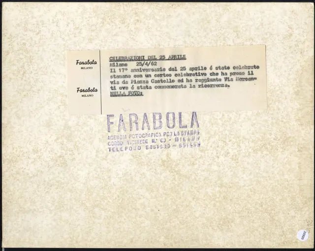 Celebrazioni Liberazione a Milano 1962 Ft 35920 - Stampa 21x27 cm - Farabola Stampa ai sali d'argento