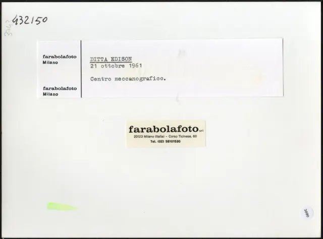 Centro meccanografico Edison 1960 Ft 3690 - Stampa 24x18 cm - Farabola Stampa ai sali d'argento (anni 90)