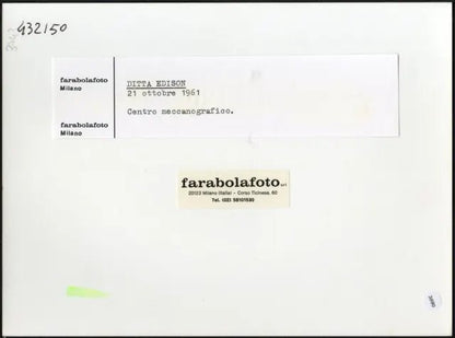 Centro meccanografico Edison 1960 Ft 3690 - Stampa 24x18 cm - Farabola Stampa ai sali d'argento (anni 90)