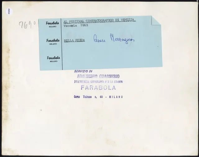 Cesare Merzagola Festival di Venezia 1963 Ft 35692 - Stampa 21x27 cm - Farabola Stampa ai sali d'argento