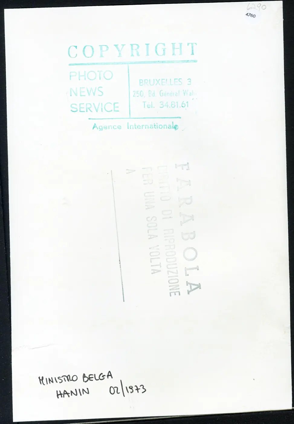 Charles Hanin Ministro Belgio 1973 Ft 4760 - Stampa 25x17 cm - Farabola breadcrumbs : fotografie - vintage; foto - vintage - storia