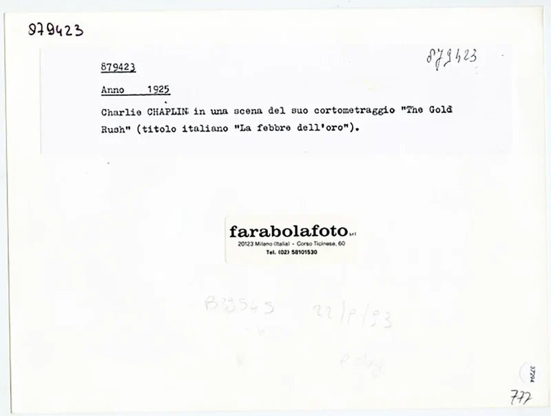 Charlie Chaplin La febbre dell'oro 1925 Ft 37294 - Stampa 24x18 cm - Farabola Stampa ai sali d'argento (anni 90)
