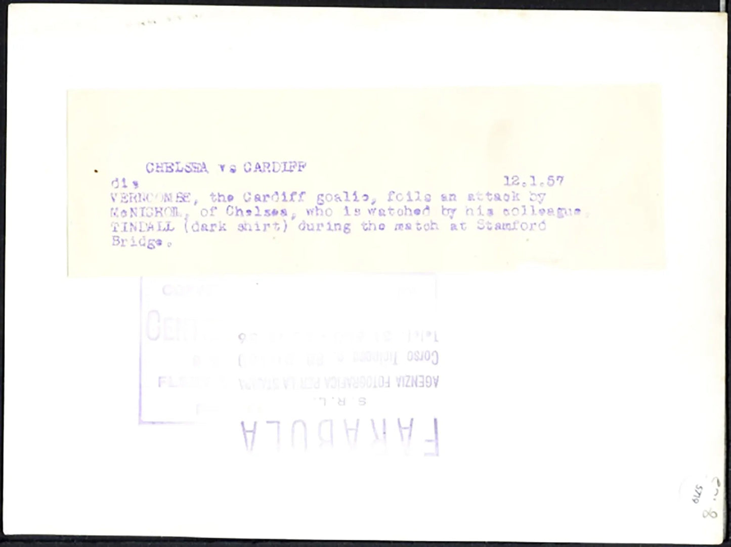 Chelsea vs Cardiff 1957 Ft 5719 - Stampa 20x15 cm - Farabola Stampa ai sali d'argento
