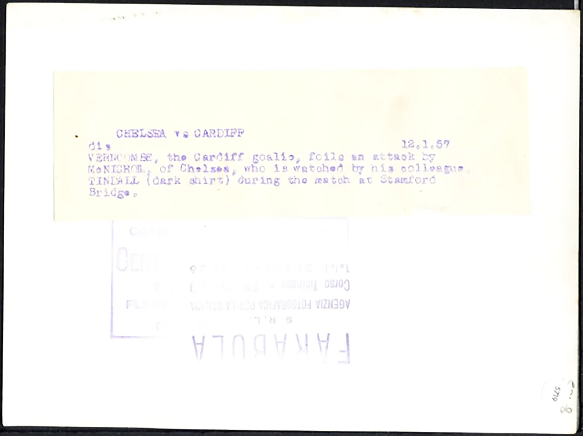 Chelsea vs Cardiff 1957 Ft 5719 - Stampa 20x15 cm - Farabola Stampa ai sali d'argento