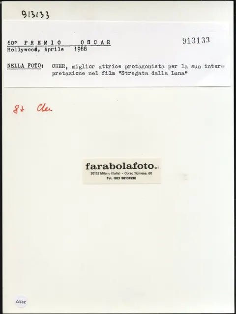 Cher premio Oscar 1988 Ft 35577 - Stampa 24x18 cm - Farabola Stampa ai sali d'argento