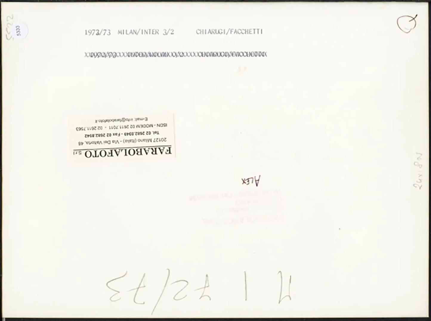 Chiarugi Facchetti Derby Milano 1972 Ft 5333 - Stampa 24x18 cm - Farabola Stampa ai sali d'argento