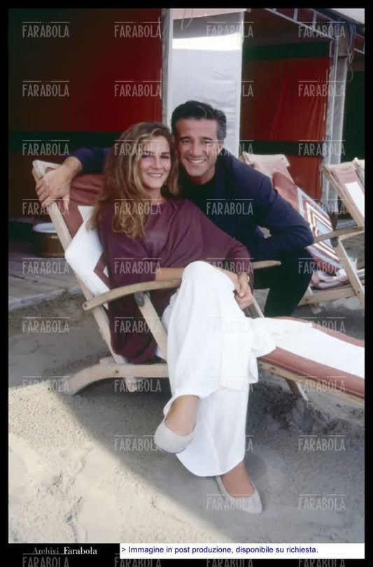 Christian De Sica e Silvia Verdone, Festival di Venezia, 1992 - Farabola Immagine digitale