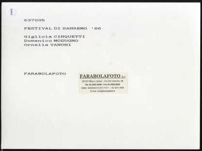 Cinquetti Modugno Caselli Sanremo 1966 Ft 35803 - Stampa 24x18 cm - Farabola Stampa ai sali d'argento (anni 90)