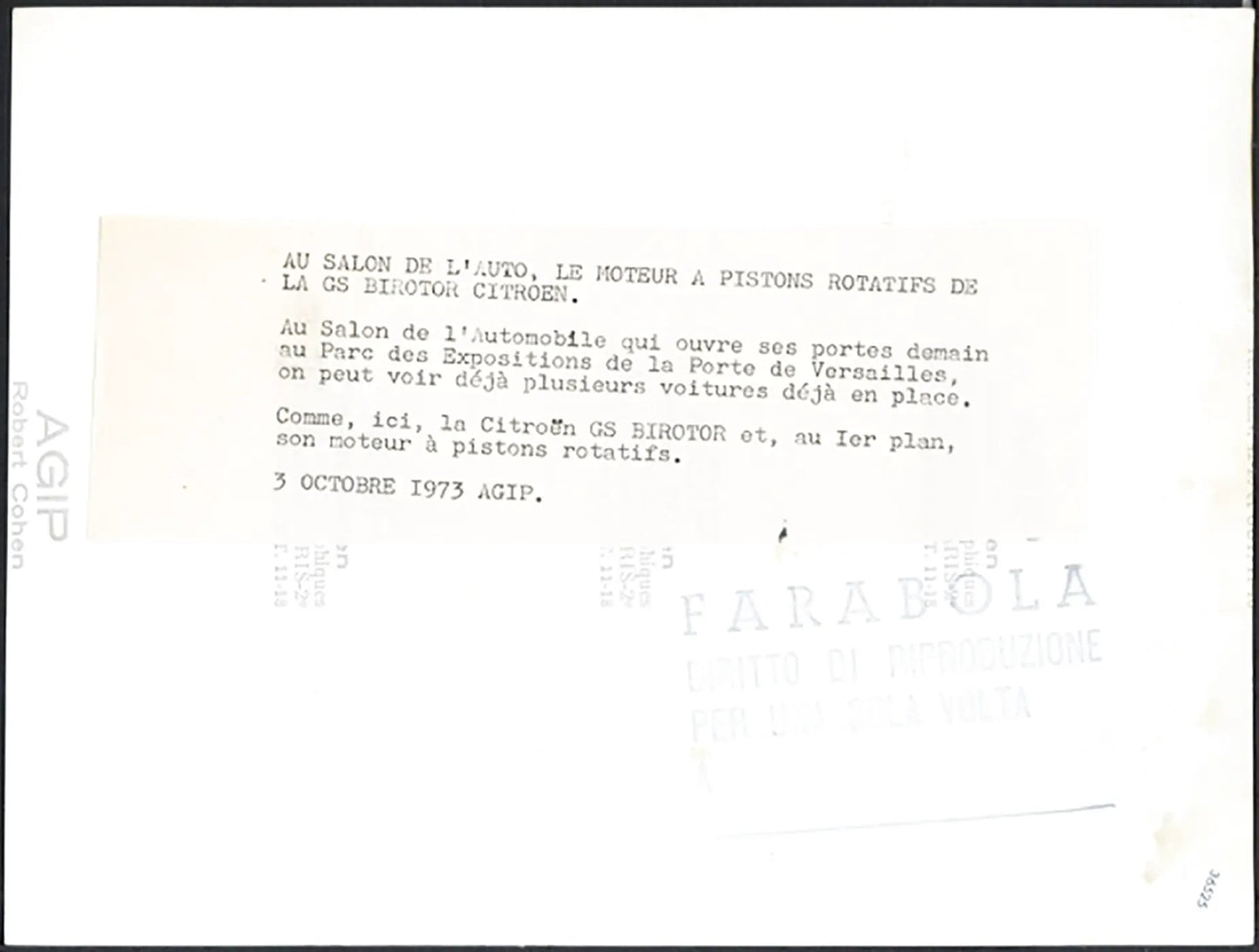 Citroën GS Salone Auto Parigi 1973 Ft 36525 - Stampa 24x18 cm - Farabola Stampa ai sali d'argento