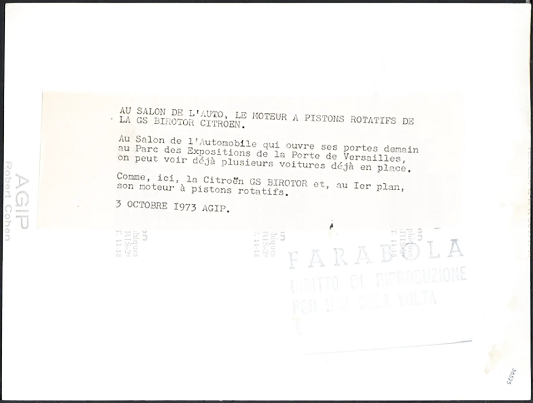Citroën GS Salone Auto Parigi 1973 Ft 36525 - Stampa 24x18 cm - Farabola Stampa ai sali d'argento