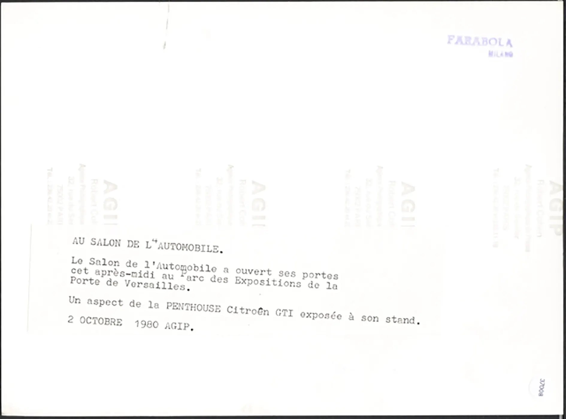 Citroën GTI Penthouse Salone Auto Parigi 1980 Ft 37008 - Stampa 24x18 cm - Farabola Stampa ai sali d'argento