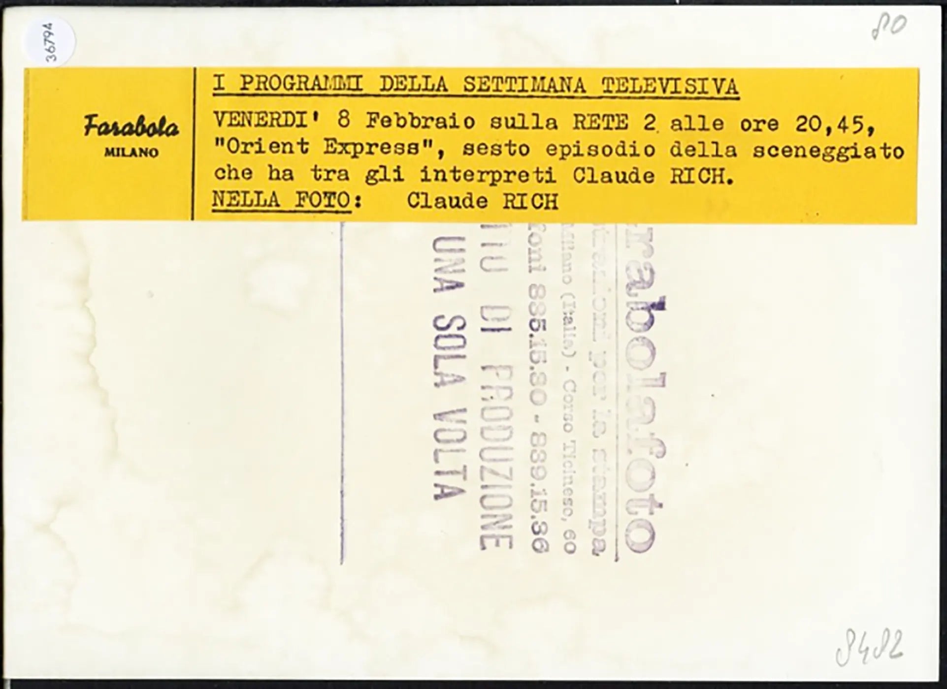 Claude Rich 1980 Ft 36794 - Stampa 10x15 cm - Farabola Stampa ai sali d'argento