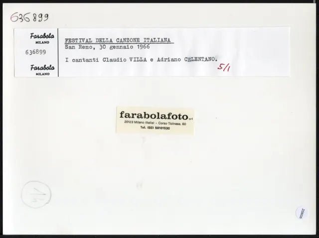 Claudio Villa e Celentano Sanremo 1966 Ft 35806 - Stampa 24x18 cm - Farabola Stampa ai sali d'argento (anni 90)