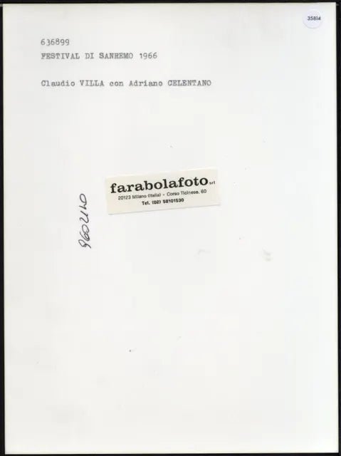 Claudio Villa e Celentano Sanremo 1966 Ft 35814 - Stampa 24x18 cm - Farabola Stampa ai sali d'argento (anni 90)