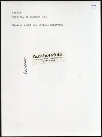 Claudio Villa e Celentano Sanremo 1966 Ft 35814 - Stampa 24x18 cm - Farabola Stampa ai sali d'argento (anni 90)