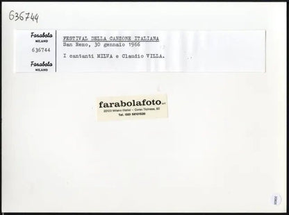 Claudio Villa e Milva Sanremo 1966 Ft 35831 - Stampa 24x18 cm - Farabola Stampa ai sali d'argento (anni 90)