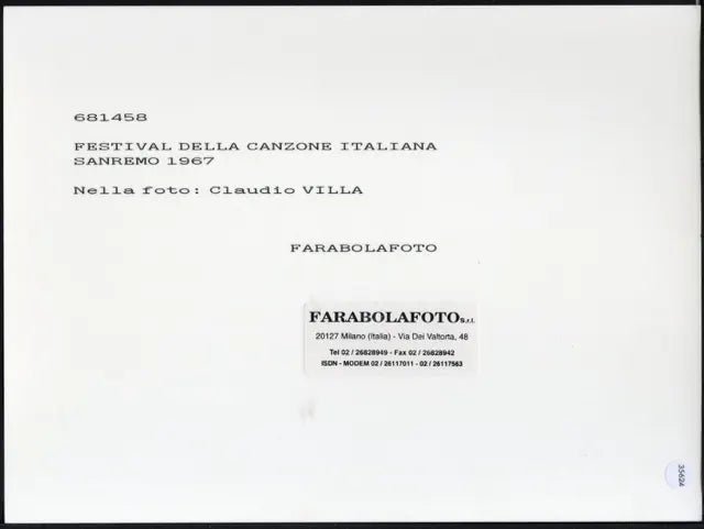 Claudio Villa Sanremo 1967 Ft 35624 - Stampa 24x18 cm - Farabola Stampa ai sali d'argento (anni 90)