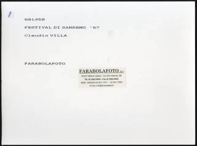 Claudio Villa Sanremo 1967 Ft 35628 - Stampa 24x18 cm - Farabola Stampa ai sali d'argento (anni 90)