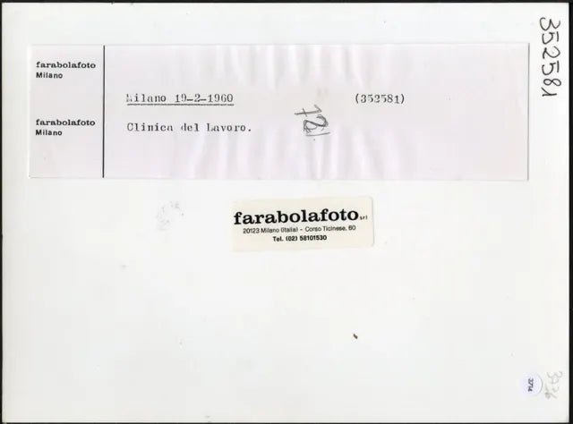 Clinica del Lavoro della Montecatini 1960 Ft 3714 - Stampa 24x18 cm - Farabola Stampa ai sali d'argento (anni 90)