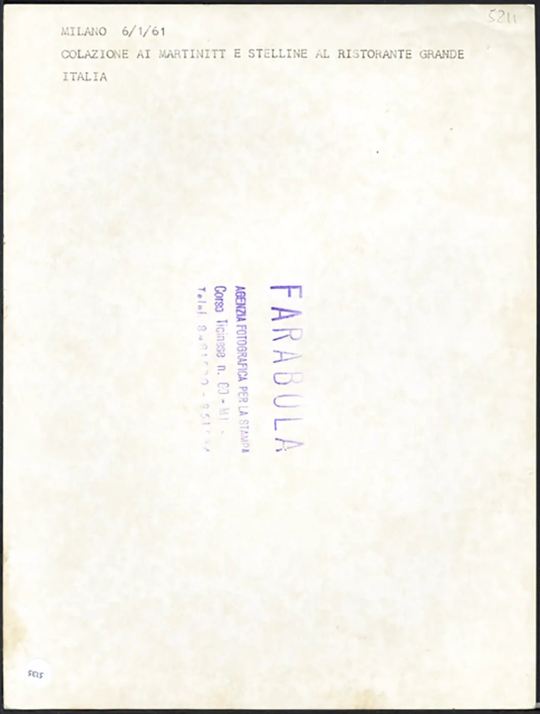 Colazione ai Martinitt a Milano 1961 Ft 5135 - Stampa 24x18 cm - Farabola Stampa ai sali d'argento