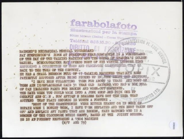 Collezionista di grammofoni 1979 Ft 35850 - Stampa 21x15 cm - Farabola Stampa ai sali d'argento