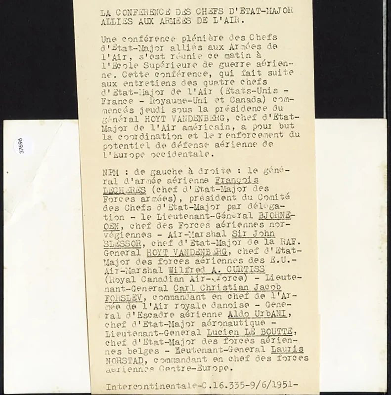 Conferenza Capi di Stato Maggiore Alleati 1951 Ft 37696 - Stampa 18x13 cm - Farabola Stampa ai sali d'argento