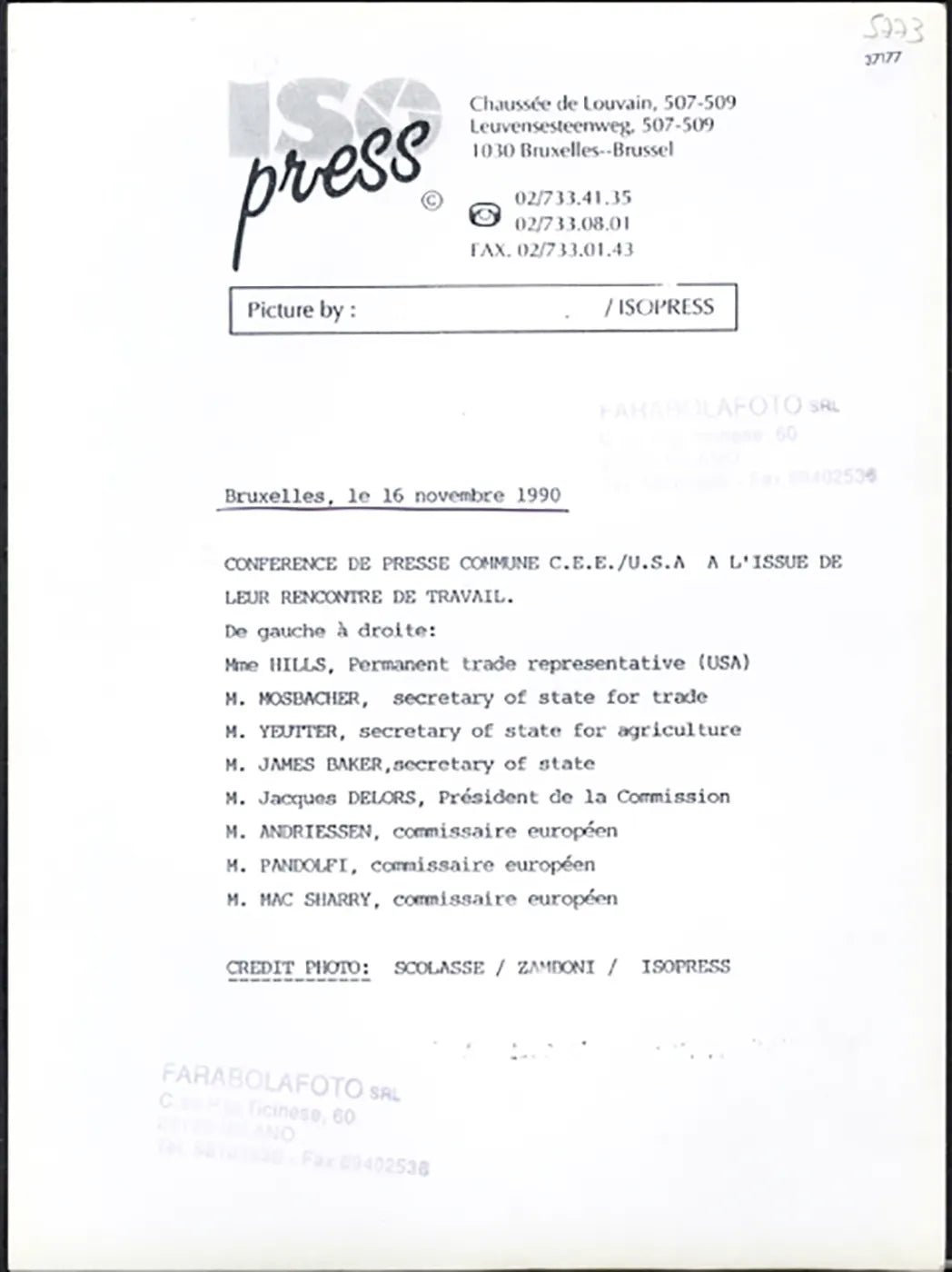 Conferenza Cee - Usa sul lavoro 1990 Ft 37177 - Stampa 24x18 cm - Farabola Stampa ai sali d'argento