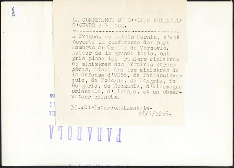 Conferenza del Patto di Varsavia 1956 Ft 37695 - Stampa 18x13 cm - Farabola Stampa ai sali d'argento
