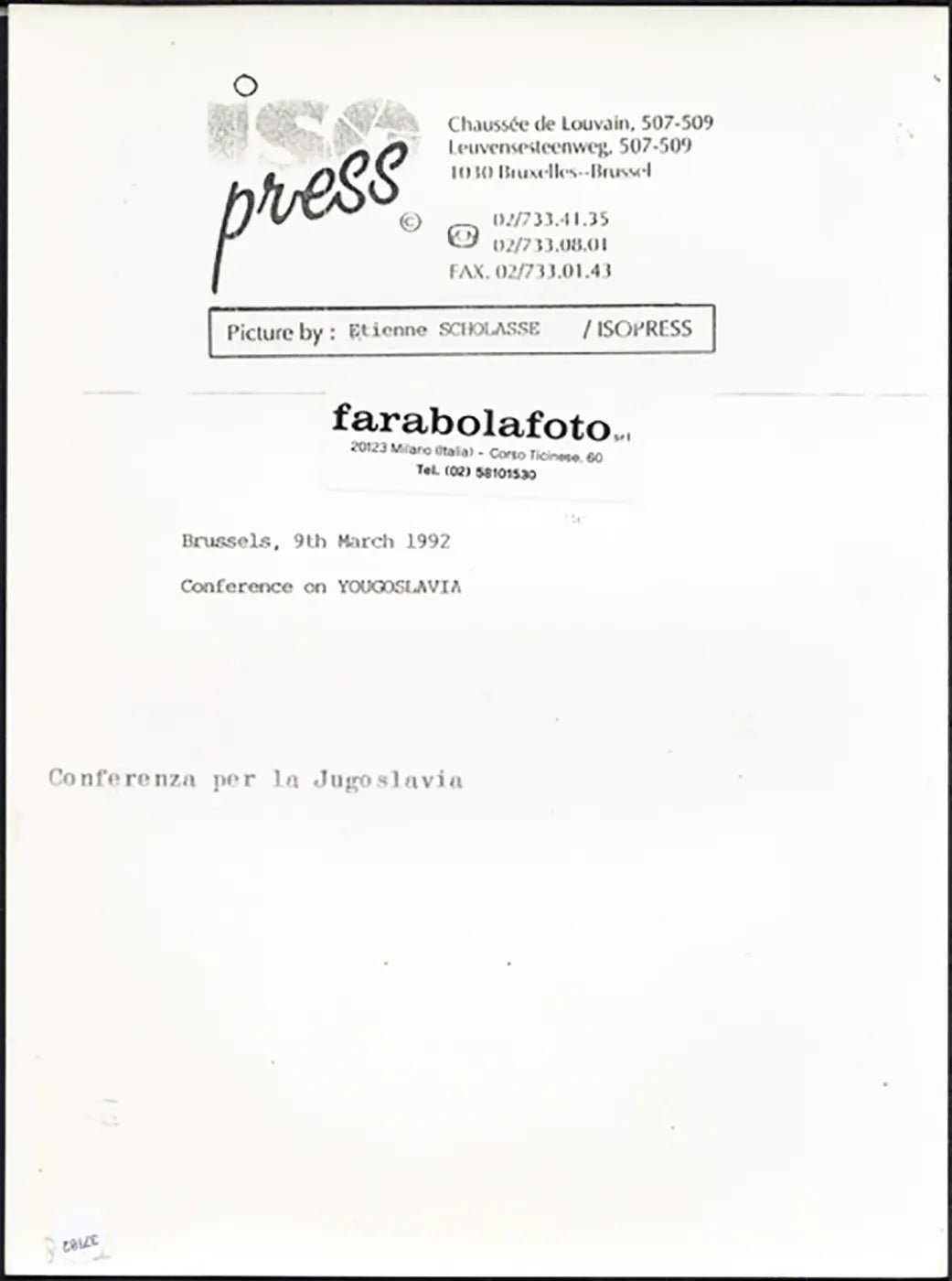Conferenza per la Jugoslavia 1992 Ft 37182 - Stampa 24x18 cm - Farabola Stampa ai sali d'argento
