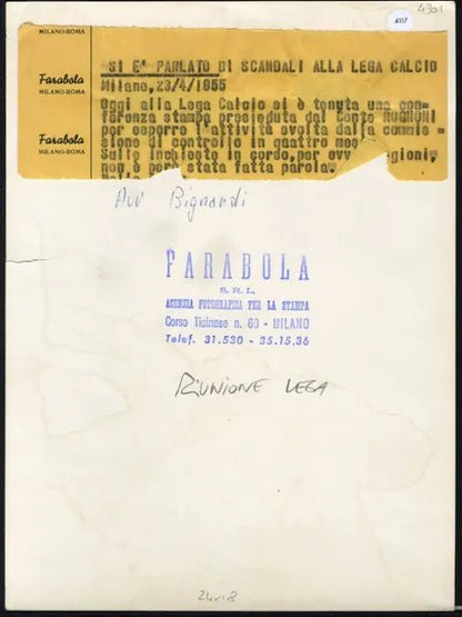 Conferenza stampa in Lega Calcio 1955 Ft 4117 - Stampa 24x18 cm - Farabola Stampa ai sali d'argento