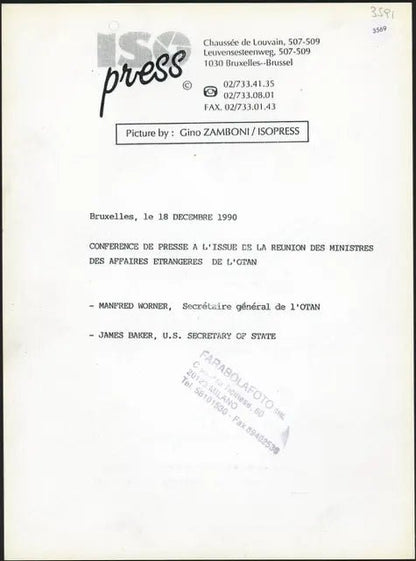 Conferenza stampa Nato 1990 Ft 3569 - Stampa 24x18 cm - Farabola Stampa ai sali d'argento