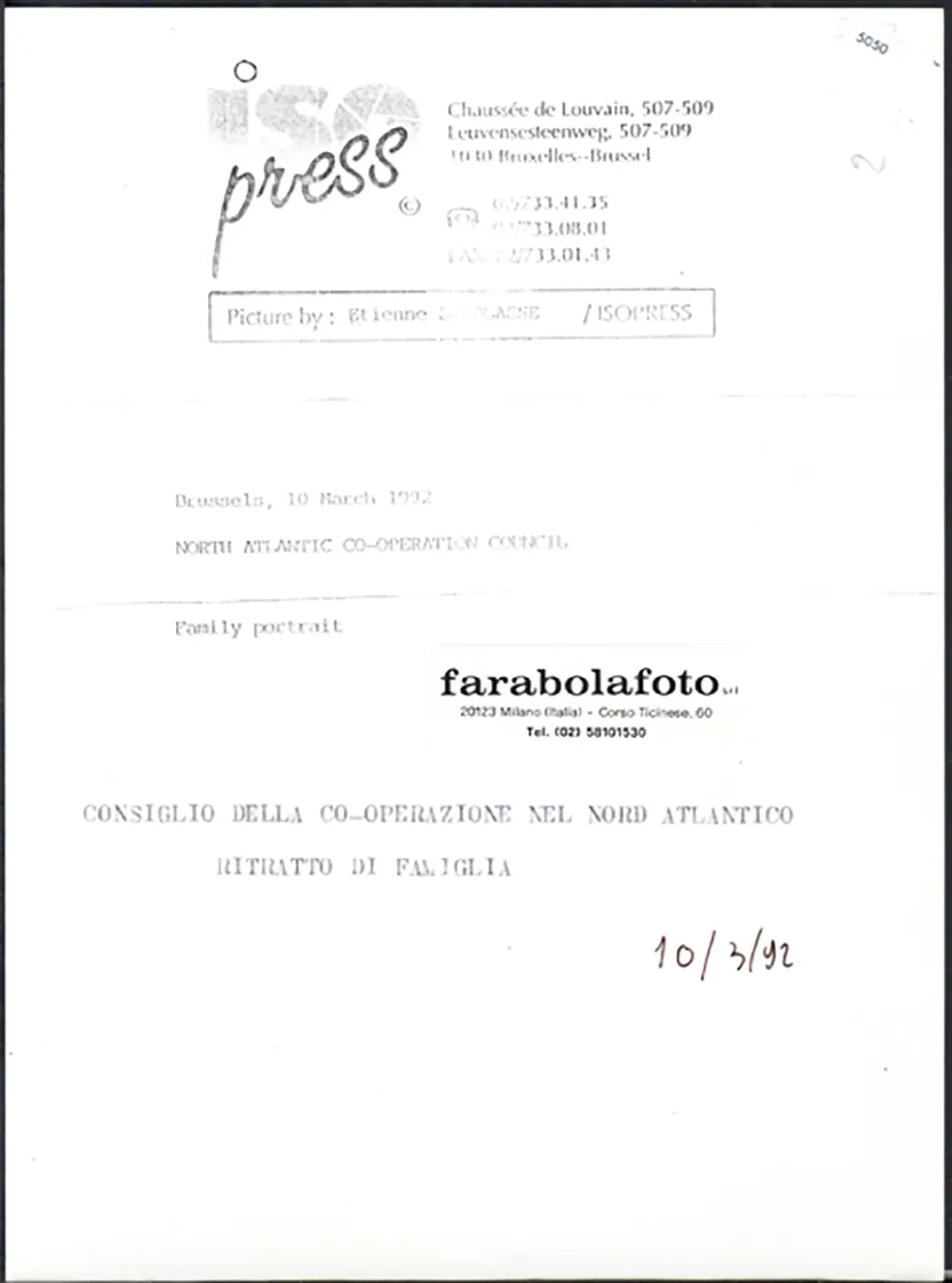 Consiglio del Nord Atlantico 1992 Ft 5050 - Stampa 24x18 cm - Farabola Stampa ai sali d'argento