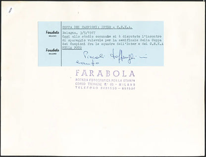 Coppa dei Campioni Inter vs CSKA 1967 Ft 38109 - Stampa 21x27 cm - Farabola Stampa ai sali d'argento