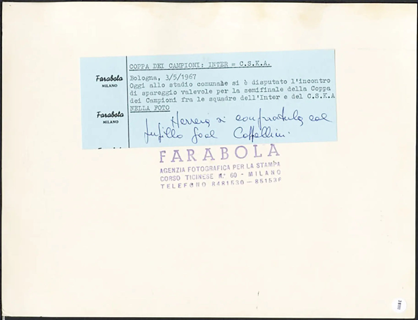 Coppa dei Campioni Inter vs CSKA 1967 Ft 38111 - Stampa 21x27 cm - Farabola Stampa ai sali d'argento